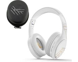 PowerLocus P19 Bluetooth Koptelefoon - Koptelefoon Draadloos - tot 70 Uur Speeltijd en met Aux Kabel - Over Ear Hoofdtelefoon - 3 EQ-Modi - Met Draagtas – Wit/Goud
