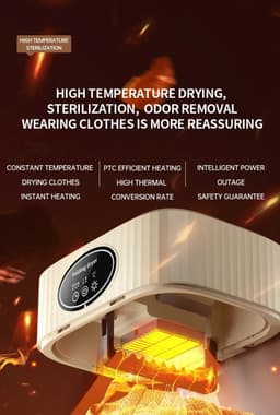Multifunctionele Droger - Elektrische Wasdroger - Draagbare Compact - Opvouwbare Wasdroger - 1000 W - Kleine droger - Smart Droger - Tijdsinstelling - Beige — thumbnail 5