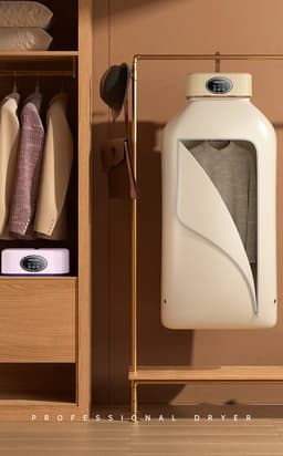 Multifunctionele Droger - Elektrische Wasdroger - Draagbare Compact - Opvouwbare Wasdroger - 1000 W - Kleine droger - Smart Droger - Tijdsinstelling - Beige — thumbnail 7