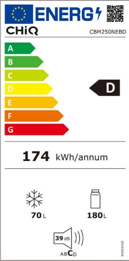CHiQ CBM250NEBD - Koel-Vriescombinatie - 250L - No Frost - Waterdispenser - Inverter Compressor - Supervriezen - 39dB - 12 jaar garantie op compressor - Energieklasse D — thumbnail 2