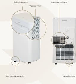 BRASQ 3-in-1 Mobiele airco met Raamafdichtingskit - Met afstandsbediening – Geschikt voor Slaapkamer - Woonkamer - Kantoor - Aircooler tot 16m2 - 9000 BTU – Wit — thumbnail 10