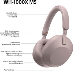 Sony WH-1000XM5 - Draadloze koptelefoon met Noise Cancelling - Smoky Pink / Roze — thumbnail 6