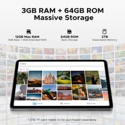 DOOGEE TAB A9 - Tablet - Android 15 - 12GB RAM + 64GB ROM（2TB/TF） - 10 Inch - 6580 mAh - 5G WiFi - Tablet Unisoc T310 - Dubbele Luidspreker - 3,5 mm aansluiting - Face ID - Grijs — thumbnail 7