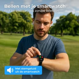Nuvance - Smartwatch Heren & Dames met Bluetooth - 45mm - Geschikt voor alle Smartphones - Stappenteller & Hartslagmeter - Zwart — thumbnail 6