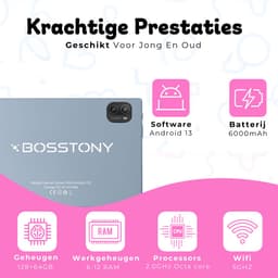 Bosstony Snelle Kids Tablet 10 inch - Ouderlijk Toezicht - 6000mAh Batterij - Android 13 - Incl Beschermpakket - Kindertablet vanaf 3 jaar — thumbnail 7