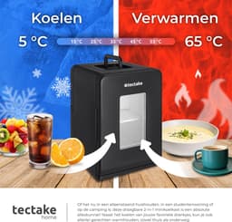 tectake® Mini-Autokoelkast - Draagbare minibar 14L - 2-in-1-functie: koelen en verwarmen - 5 tm 65 °C - Mini Koelkast - Elektrische Koelbox - 12v + 220/240v Aansluiting - Draagbare Campingkoelkast — thumbnail 6