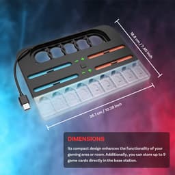 Charging Dock Station voor Nintendo Switch 2 van MMOBIEL – Oplaadstation voor 4 Joy-Con Controllers met 7 RGB Verlichtingsmodi, 9 Game Card Slots, LED Laadstatus Indicatoren – Compleet Laadstation — thumbnail 4