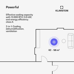 Klarstein mobiele airconditioner met luchtafvoerslang, 4-in-1 airconditioner met ventilator, luchtontvochtiger & nachtmodus, kleine & draagbare airconditioner voor thuis & op kantoor, app-bediening, 12000 BTU,1 kW voor 59 m² - Afstandsbediening — thumbnail 13