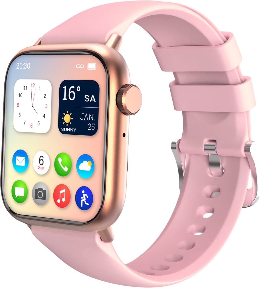 Nuvance Smartwatch Heren & Dames met Bluetooth - 45mm - Geschikt voor alle Smartphones - Stappenteller & Hartslagmeter - Roze — afbeelding 1