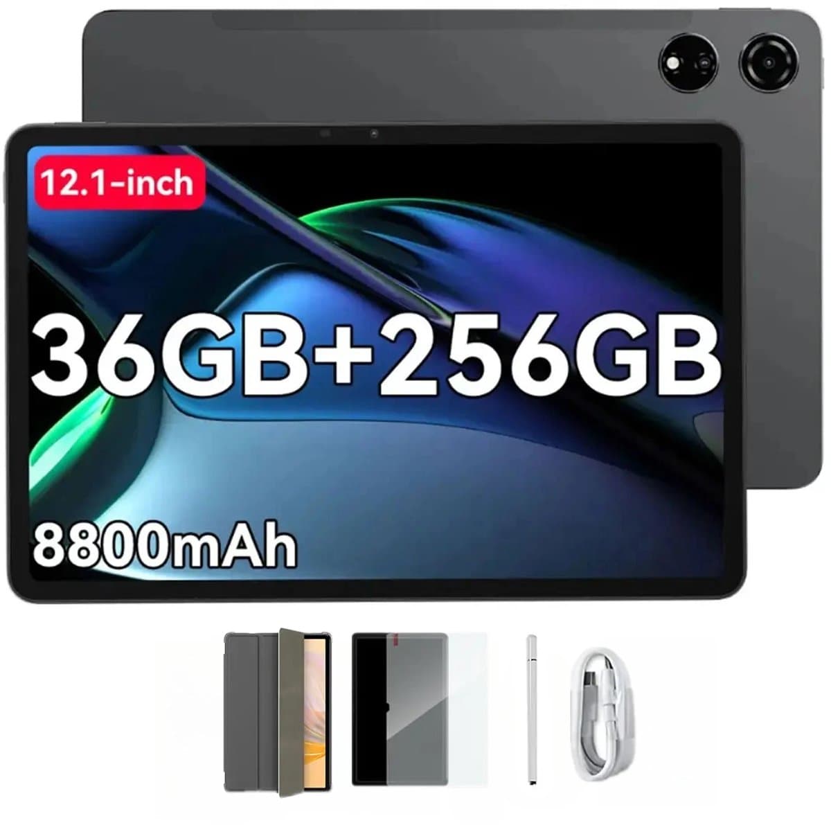 Blackview MEGA 3 Tablet - Android 15 - 12.1 Inch - 36GB RAM - 256GB ROM - Dual 4G LTE - 8800mAh - Grijs — afbeelding 1
