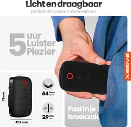 Xssive BS14 Draagbare Bluetooth Speaker met Magnetische Clip - Mini Bluetooth Speaker - Handsfree Bellen - Geschikt voor Wandelen, Onderweg, Fiets & Outdoor — thumbnail 4