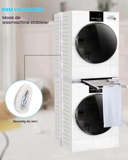 Wasmachine onderhoud-Universeel wasmachine-droger verbindingsframe - verstelbaar (51-76 cm) met uitschuifbaar rek​​-universeel tussenbouwframe voor wasmachine/drogers — thumbnail 3