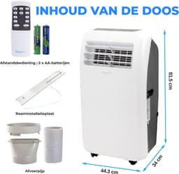 Serenelife Mobiele Airco - 9.000 BTU - 3-in-1 Airconditioner met Ontvochtigerfunctie, Afstandsbediening - Koelen & Verwarmen - Wit — thumbnail 7