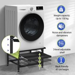 Wasmachine Verhoger - Wasmachine opbouwmeubel - Wasmachine Sokkel - 150 kg belastbaar - 63x54x42cm - Zwart — thumbnail 2