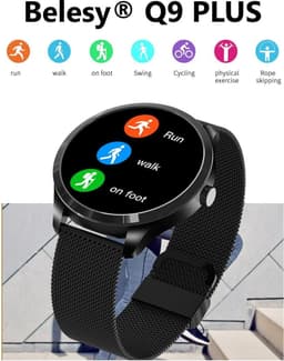 Belesy® BQSiRgPk Pro - Smartwatch Dames – Smartwatch Heren - Horloge - 1.28 inch - Kleurenscherm - Stappenteller - Bloeddruk - Hartslag - 75+ Wijzerplaten – Sporten – Goud – Siliconen – Roze – extra polsband Milanees goud - Kerstcadeau — thumbnail 5
