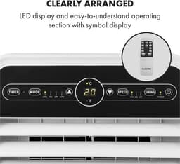 Klarstein Mobiele airconditioner met luchtafvoerslang, 4-in-1 airconditioner met ventilator, luchtontvochtiger & nachtmodus, Kleine & draagbare airconditioner voor thuis & op kantoor, Laag verbruik, 9000 BTU,6 kW voor 33 m² - Afstandsbediening — thumbnail 4