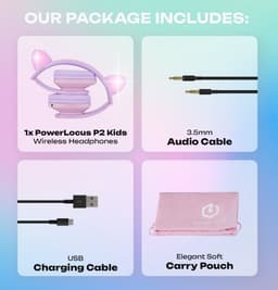 PowerLocus P2 draadloze Over-Ear Koptelefoon Inklapbaar koptelefoon voor kinderen - veilig volume van 85 dB - Bluetooth Hoofdtelefoon - Met microfoon — thumbnail 6