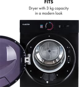 Klarstein Jet Set Wasdroger - Luchtafvoer droger - 1020W - EEK C - 3 kg - 50cm - Zwart — thumbnail 7