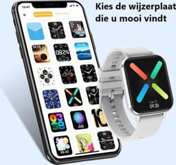 Belesy® Retina X - Smartwatch Dames - Smartwatch Heren - Horloge - 1.78 inch - Kleurenscherm - Full Touch - Stappenteller - Multi Sport - Multi Watchfaces - Maak je eigen wijzerplaat functie - Zilver - Siliconen - Grijs - Moederdag — thumbnail 13