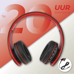 PowerLocus P1 Bluetooth Koptelefoon – Draadloos – Over Ear – Met Microfoon – Inklapbaar - incl. Hoes – Zwart/Rood — thumbnail 4