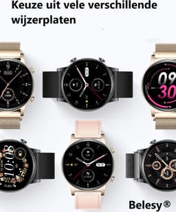 Belesy® MIRACLE - Smartwatch Heren - Horloge – Stappenteller – Calorieën - Hartslag – Sporten - Belfunctie - Je eigen foto als wijzerplaat - Kleurenscherm - Full Touch – Siliconen - Zwart - Moederdag — thumbnail 11
