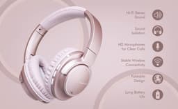 PowerLocus MoonFly Koptelefoon Over-Ear met Passief Noise Cancelling, Draadloze Hoofdtelefoon, Voice Assistant Activation - Rose Gold — thumbnail 6