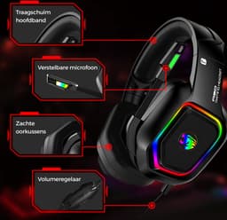Gaming Headset met Microfoon - Headset PS4, PS5, Xbox One, Xbox Series en PC - Virtueel 7.1 Surround Sound — thumbnail 5