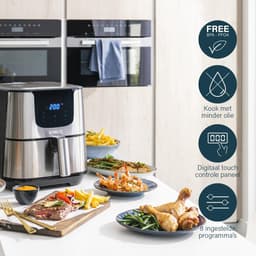 Princess Digitale Airfryer Deluxe XXL 182060 – Heteluchtfriteuse - 5.5 liter - 8 voorgeprogrammeerde programma’s - Inclusief airfryer mandje - RVS — thumbnail 2