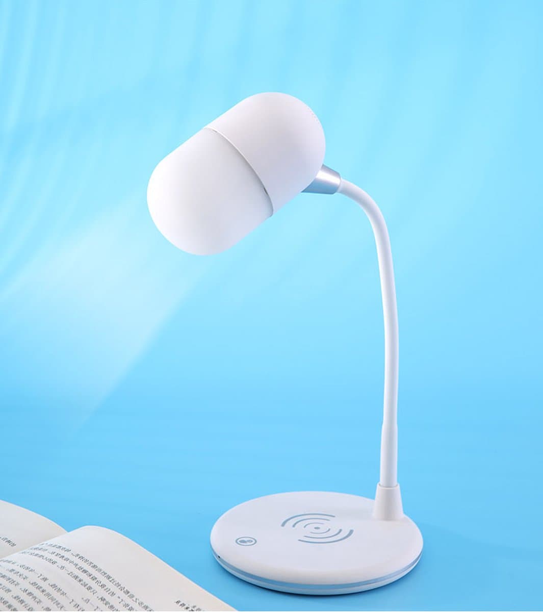 PriFri - 3 in 1 draadloze oplader, Bluetooth luidspreker, LED lamp, Wit — afbeelding 1