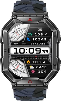 Kiraal Survive - Smartwatch Heren - Mannelijke Elegantie - Robuust Smartwatch Ontwerp - Android & iOS - Stijlvol Zwart Design - Camouflage Band — thumbnail 3
