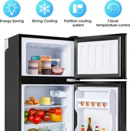 Sweiko Mini koelkast, Koel-vriescombinatie 86,8 cm hoog, 45,5 cm breed, dubbele deur, met 60-liter totaalvolume, 22-liter vriesvolume, 38-liter koelvolume. 172 kWh/jaar, LED-licht. Zwart [Energieklasse F] — thumbnail 9