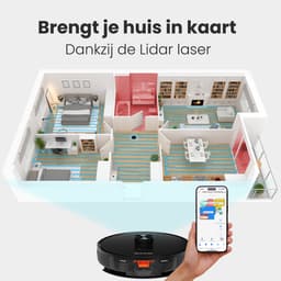 Auronic Robotstofzuiger - Met Dweilfunctie - WiFi en App - Laadstation - Huisdieren - Dweilrobot - Laser Navigatie - Automatisch Leegstation - Zwart — thumbnail 8