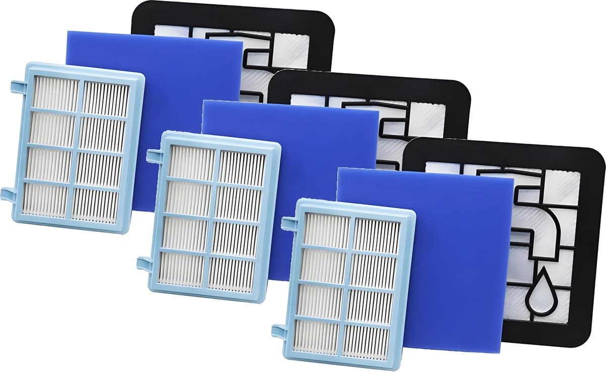 3x Filter set geschikt voor Philips PowerPro Compact & Power Pro Active en City stofzuiger FC8010/01 FC8010/02 - Motor & Uitblaas filter — afbeelding 1