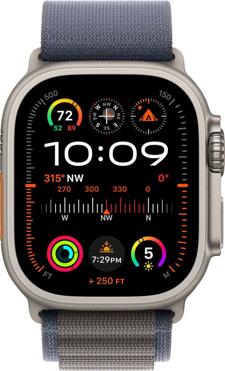 Apple Watch Ultra 2 - GPS + Cellular - 49mm - Titanium Case with Blue Alpine Loop - Large — afbeelding 1