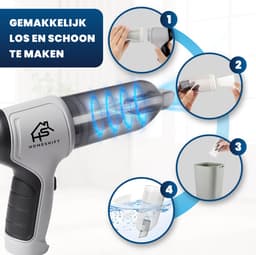 HomeShift® Auto Stofzuiger Draadloos V2 - Kruimelzuiger - Handstofzuiger - Kleine Stofzuiger - Draadloze stofzuiger - Air Duster - Nat & Droog - Grijs — thumbnail 9