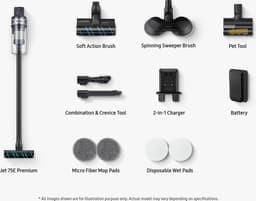 Samsung Jet 75E Premium VS20B75A9R5 - Steelstofzuiger - Soft Action Brush - Spinning Sweeper - Pet Tool — thumbnail 10