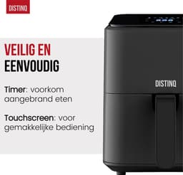 DistinQ Heteluchtfriteuse compact- Airfryer - 4 liter inhoud - Digitaal display - Zwart — thumbnail 5