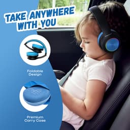 PowerLocus PLED Draadloze Koptelefoon Over-Ear voor Kinderen - LED lampjes - met Microfoon - Micro SD poort - Zwart/Blauw — thumbnail 6