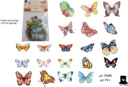 Bob Online ™ - 40 Stuks – Mixed Kleuren Serie - Vlinder Deco Stickers – PET Transparant Vlinder Hars Decals voor Scrapbook – Doe-het- zelf Karten Maken – Decoupage – Laptop Sticker – Fotolijst Deco Stickers – PET Butterfly Stickers – Knutsel Stickers — thumbnail 4