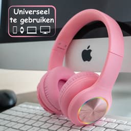 PowerLocus PLED Draadloze Koptelefoon Over-Ear voor Kinderen - LED lampjes - met Microfoon - Micro SD poort - Roze — thumbnail 10