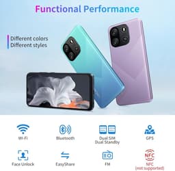 Smartphone Oscal Blackview FLAT 1C 6.517'' 4GB+32GB-SD 1TB 8MP+5MP 4700mAh Android 13 Dual SIM - Paars — thumbnail 6