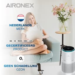 Aironex Luchtreiniger met Hepa Filter – Tegen Allergie & Hooikoorts - HEPA 13 + Ionisator – CADR 365 m³/u – 55 m² – Stil – Luchtkwaliteitsindicator - Air Purifier -Luchtreinigers — thumbnail 4