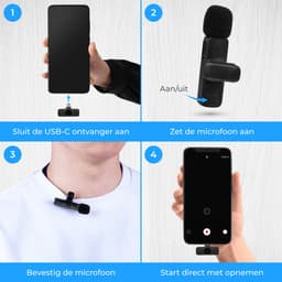 Nuvance Draadloze Microfoon - Geschikt voor Usb-C & 8-Pin - Lavalier - Microfoon Draadloos - Dasspeld - Plug & Play — thumbnail 5