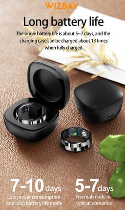 WizBay Premium Select® Smart Ring Zilver - Hartslag, Slaap, Bloeddruk, Zuurstof - Multi Sport Modi - Oplaadcase - Maat 9 — thumbnail 8
