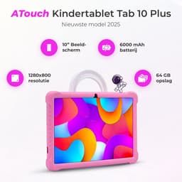 ATouch Kindertablet Tab 10 Plus – Kindertablet Vanaf 3 jaar – Kindertablets 2026 Model – 10 Inch Kids Tablet – Android 15 – Kinder Tablet – Inclusief 64GB+64SD & Screenprotector - Roze — thumbnail 5