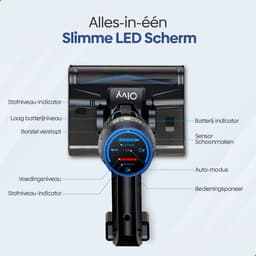 Olvy Steelstofzuiger Draadloos - Met Dweilfunctie - 5 Zuigniveaus - 350W - Vacuum Cleaner - Draadloze Snoerloze Stofzuiger - Zonder Zak - Op Accu - 35Kpa - Kruimeldief — thumbnail 13