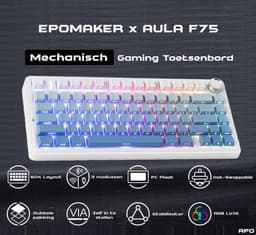 EPOMAKER x AULA F75 - Blauw - Side Printed - Mechanisch Draadloos Toetsenbord - RGB - 75% - QWERTY - Gaming Keyboard - LEOBOG Reaper Switch — thumbnail 10