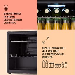 Klarstein Mini Koelkast met Glazen Deur, Kleine Stille Mini Koelkast voor Kamer & Tuin, Indoor/Outdoor Drankkoelkast met IoT/App-bediening, Koelkast voor Cosmetica & Dranken, 5–18 °C, 47 L — thumbnail 9