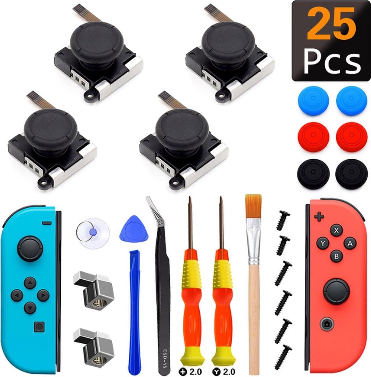Reparatieset voor Nintendo Switch - Voor reparatie van 4 Joy-cons - 25 in 1 — afbeelding 1