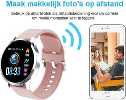 Belesy® BQSiZiPk - Limited edition - Smartwatch Dames - Smartwatch Heren - Horloge - Stappenteller - 1.3 inch - Kleurenscherm - 10x Sporten - INDOOR en OUTDOOR - Zilver - Siliconen - Roze - extra polsband Panterprint - Moederdag — thumbnail 5